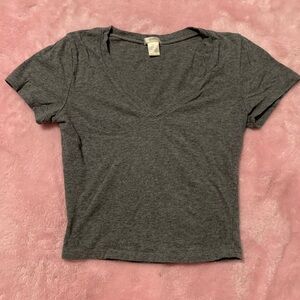 Bozzolo Charcoal V-Neck Short Sleeve Tee